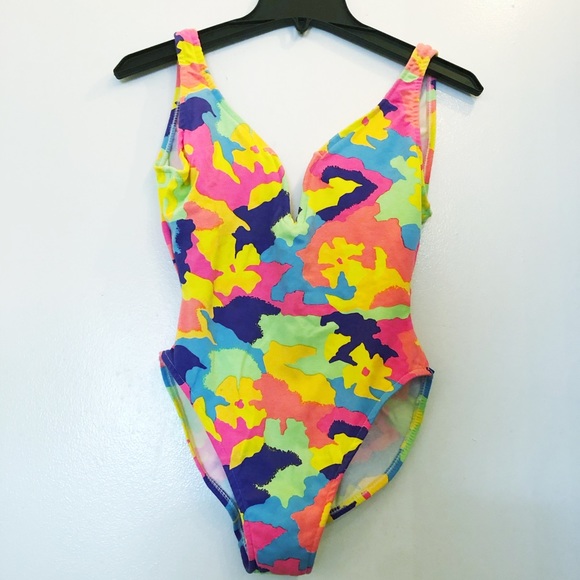 Vintage Other - VINTAGE NWT 1992 Retro One Piece Bathing Suit Bodysuit with Boning Detail
